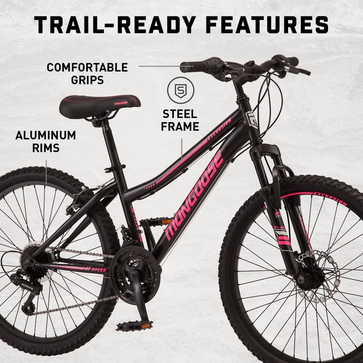 Black 24-in. 21 Speeds Mountain Bike E102777