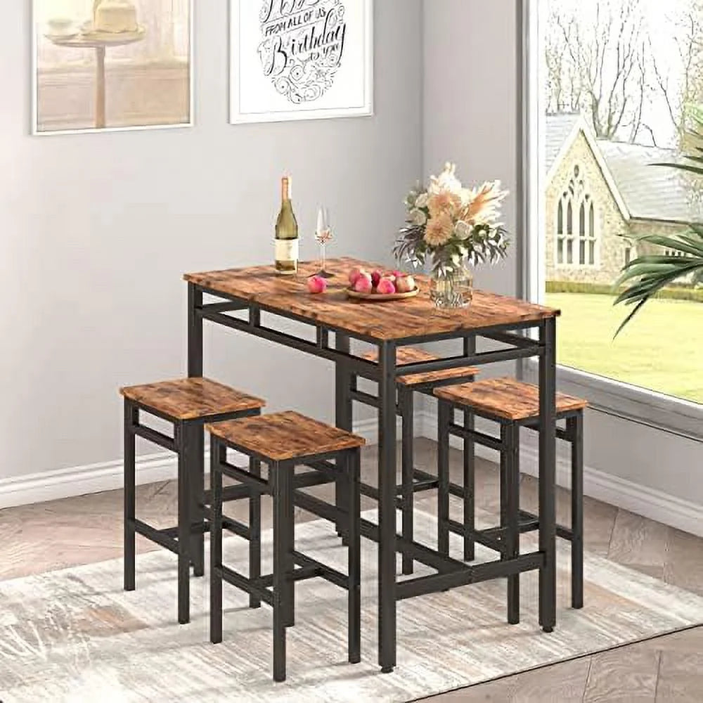 5 Piece Metal and Wood Dining Table and Chairs Set G942