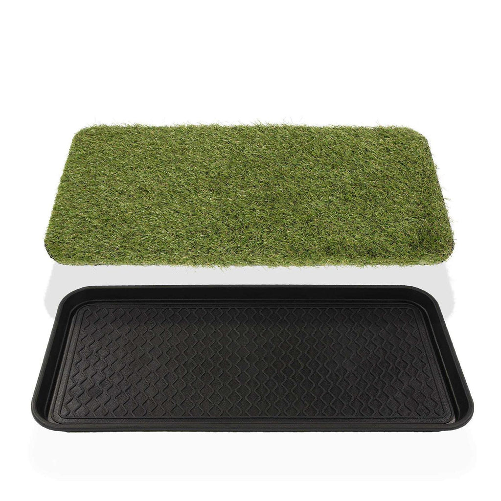 Non-Slip Easy Clean Indoor/Outdoor Tray with Reusable Grass Pad W74512