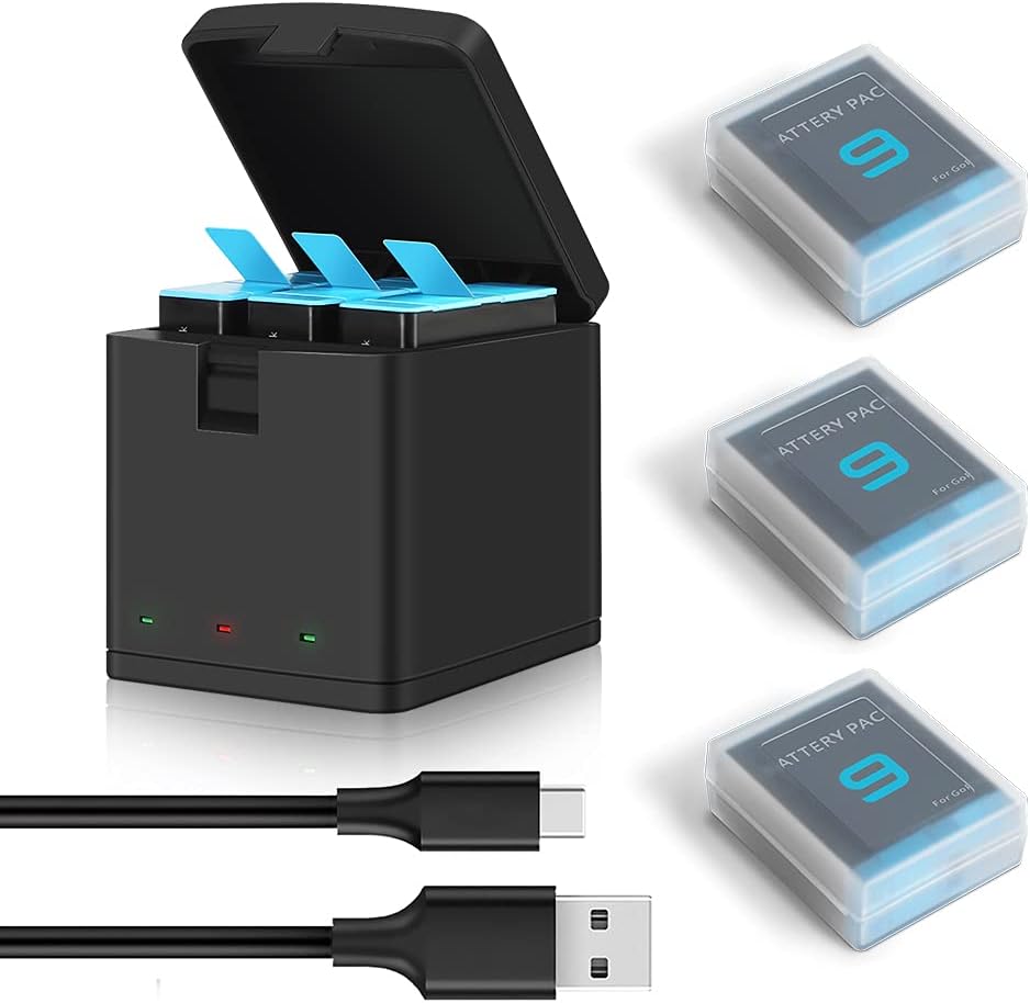 3-Pack 1800mAh Camera Batteries with 3-Channel USB Charger I43350