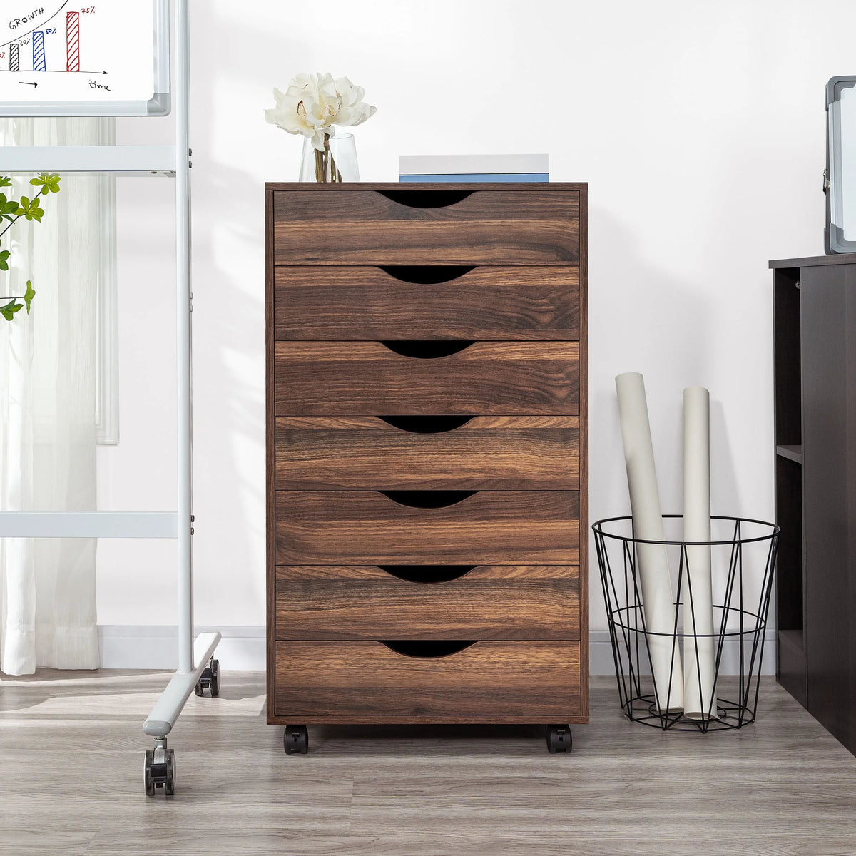 6 Drawer Grey Dresser with Wheels S58187