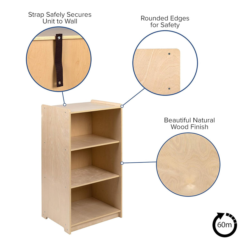 Wooden 3 Section School Classroom Storage Cabinet S782
