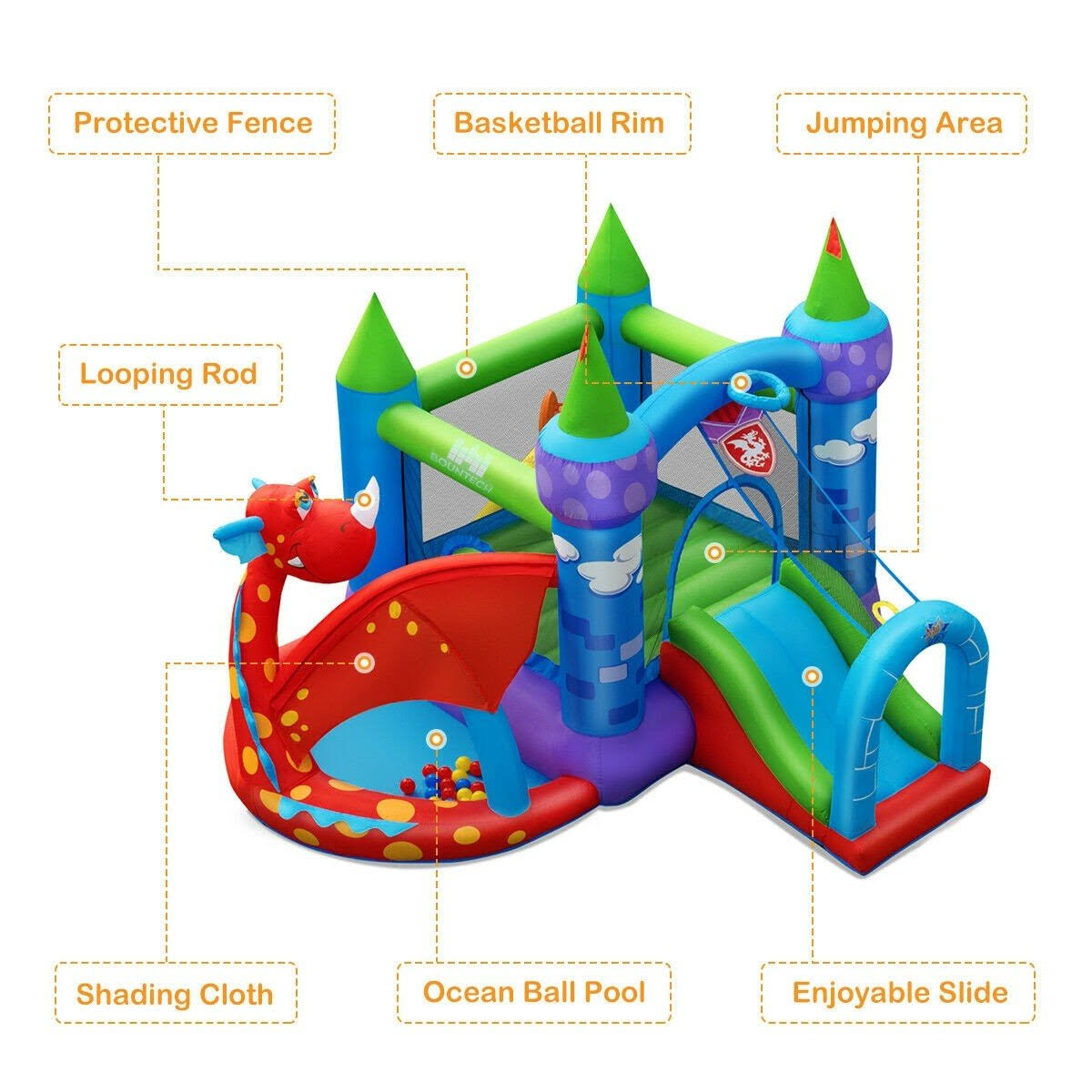 Inflatable Bounce House Dragon Slide Bouncer Castle N427259