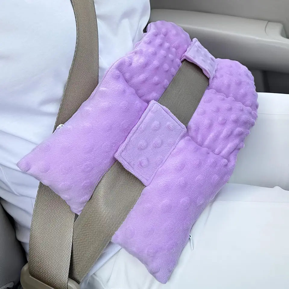 Ostomy Seat Belt Pillow Stoma Protector Minky Dot Lavender P8183