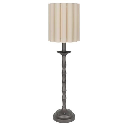 Black Scalloped Table Lamp with Bamboo Lamp Post H2170