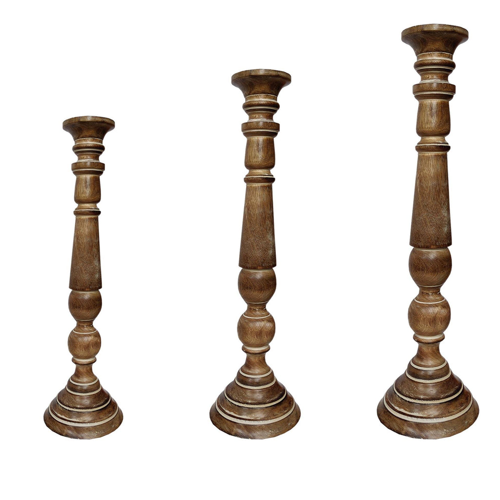 Handmade Wooden Candle Holder Set of 3 L5069