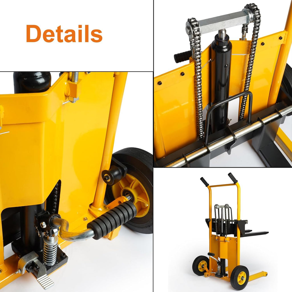 440 lbs Capacity 35" Lift Height Adjustable Forks Fixed Legs Pallet Stacker W21142