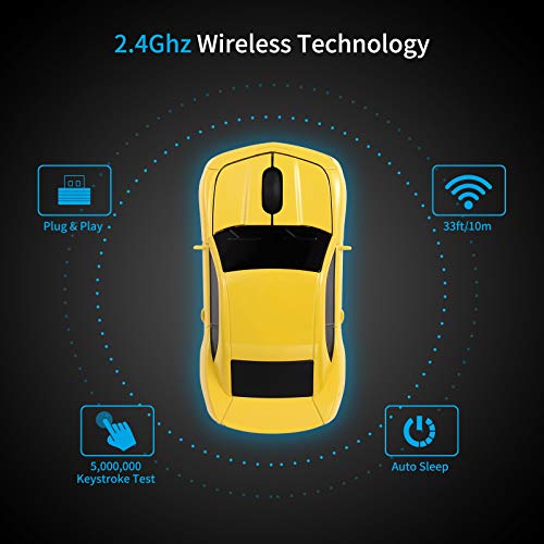 Red Wireless Sports Car Shaped Mouse with LED Headlights Q87456