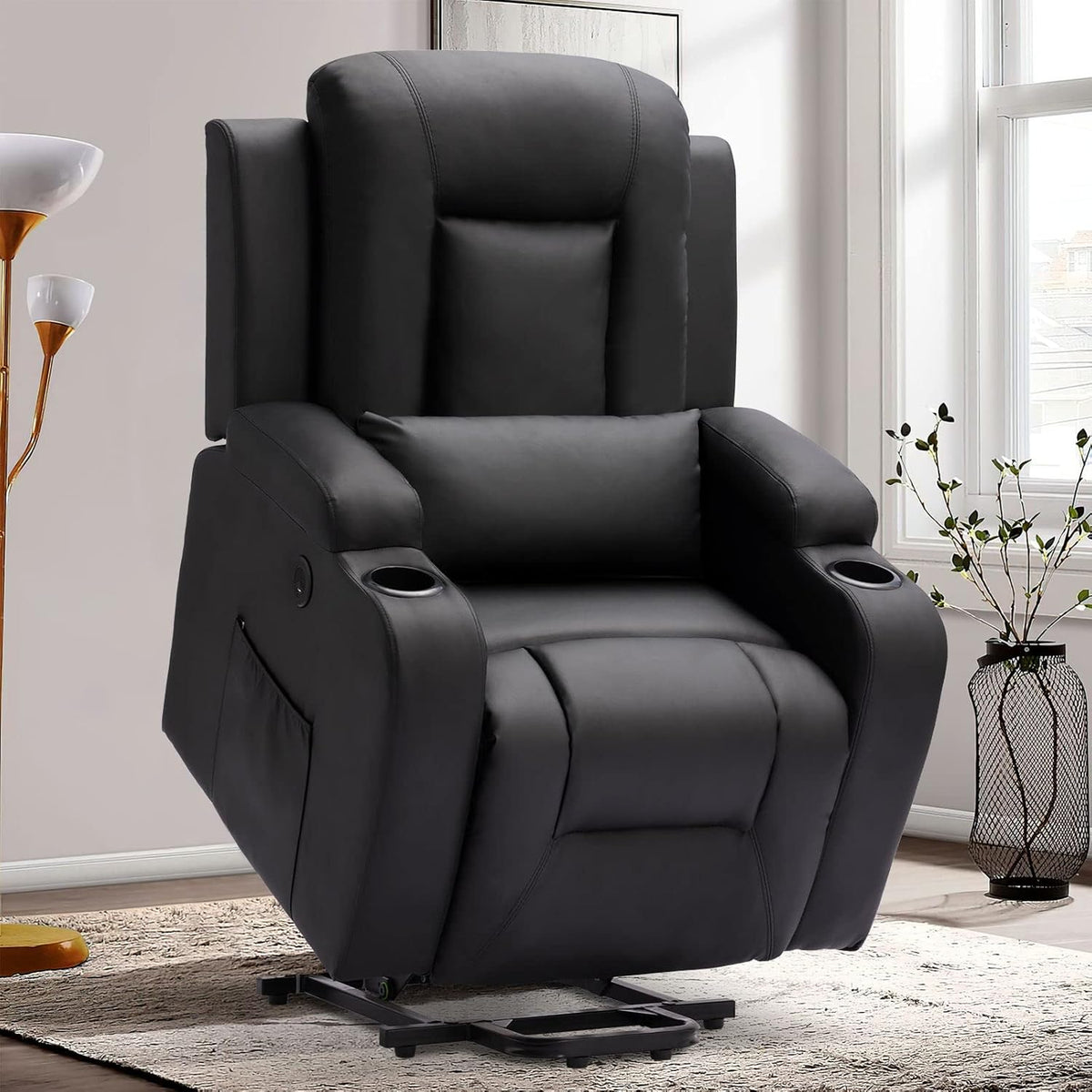 Faux Leather Heated Vibration Massage Power Lift Recliner Sofa F7750