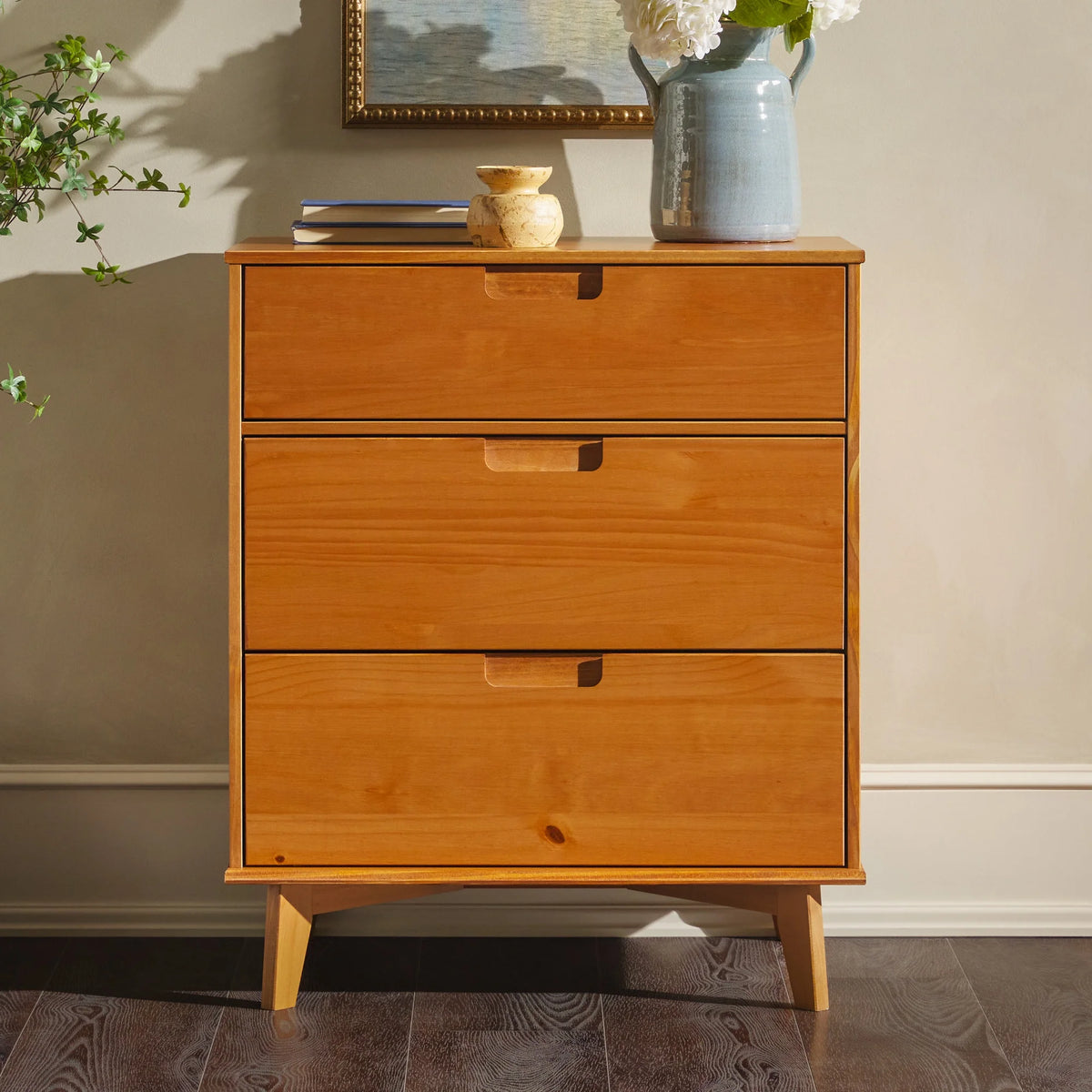 Solid Wood Walnut 3-Drawer Dresser R15990