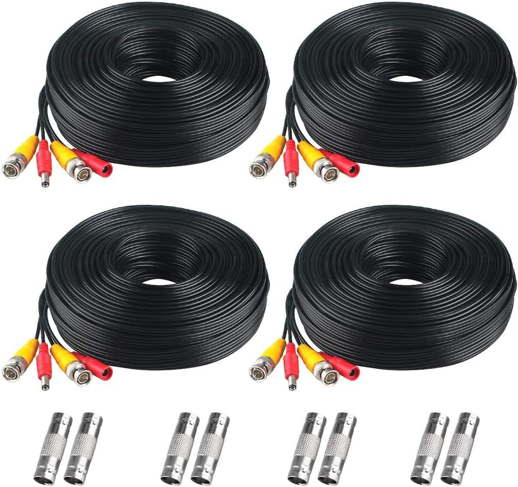 200ft 4Pack Siamese Video and Power Security Camera Cable with 2 Female Connectors A7567
