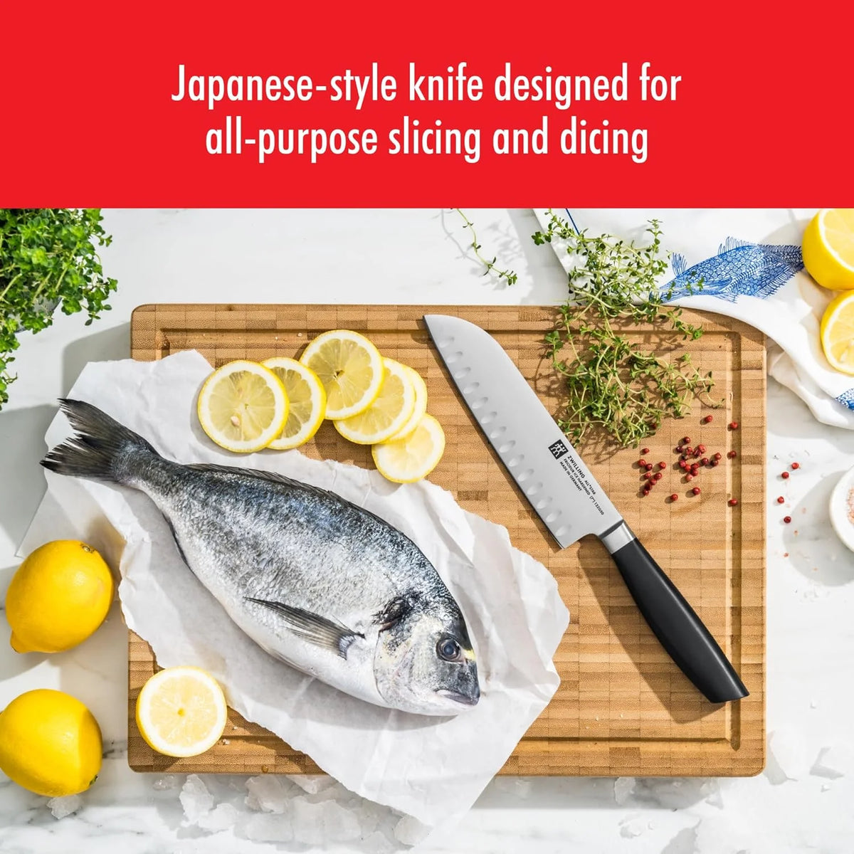 Open Box Hollow Edge Santoku Knife 7-inch Q744627