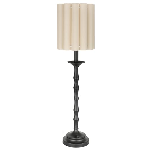 Black Scalloped Table Lamp with Bamboo Lamp Post H2170