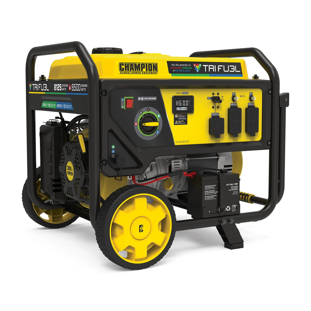 6500-Watt Tri-Fuel Portable Generator with Electric Start P49445