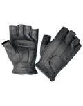 Black Fingerless Cowhide Leather Motorcycle Gloves M1004