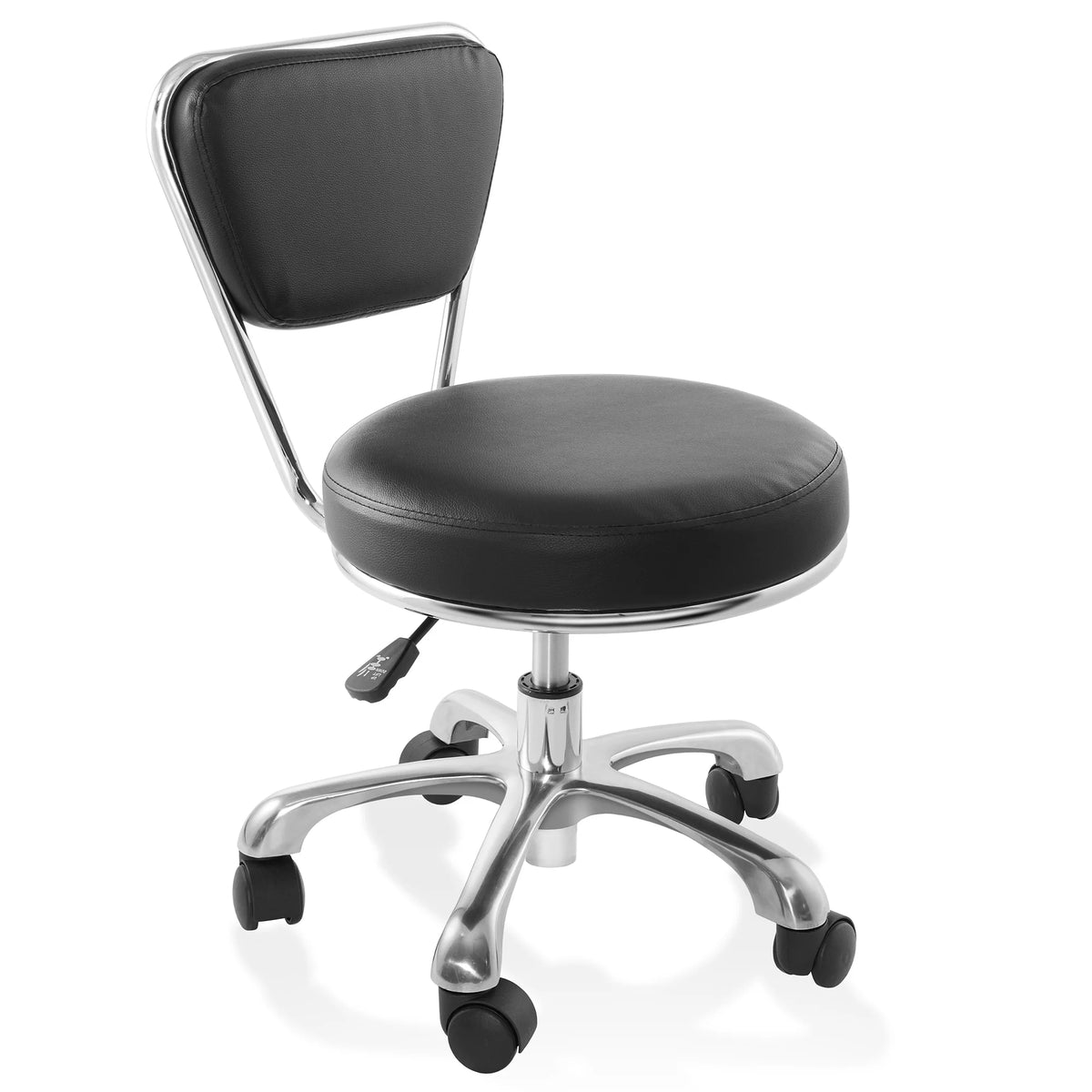 Adjustable Rolling Salon Stool with Backrest S338