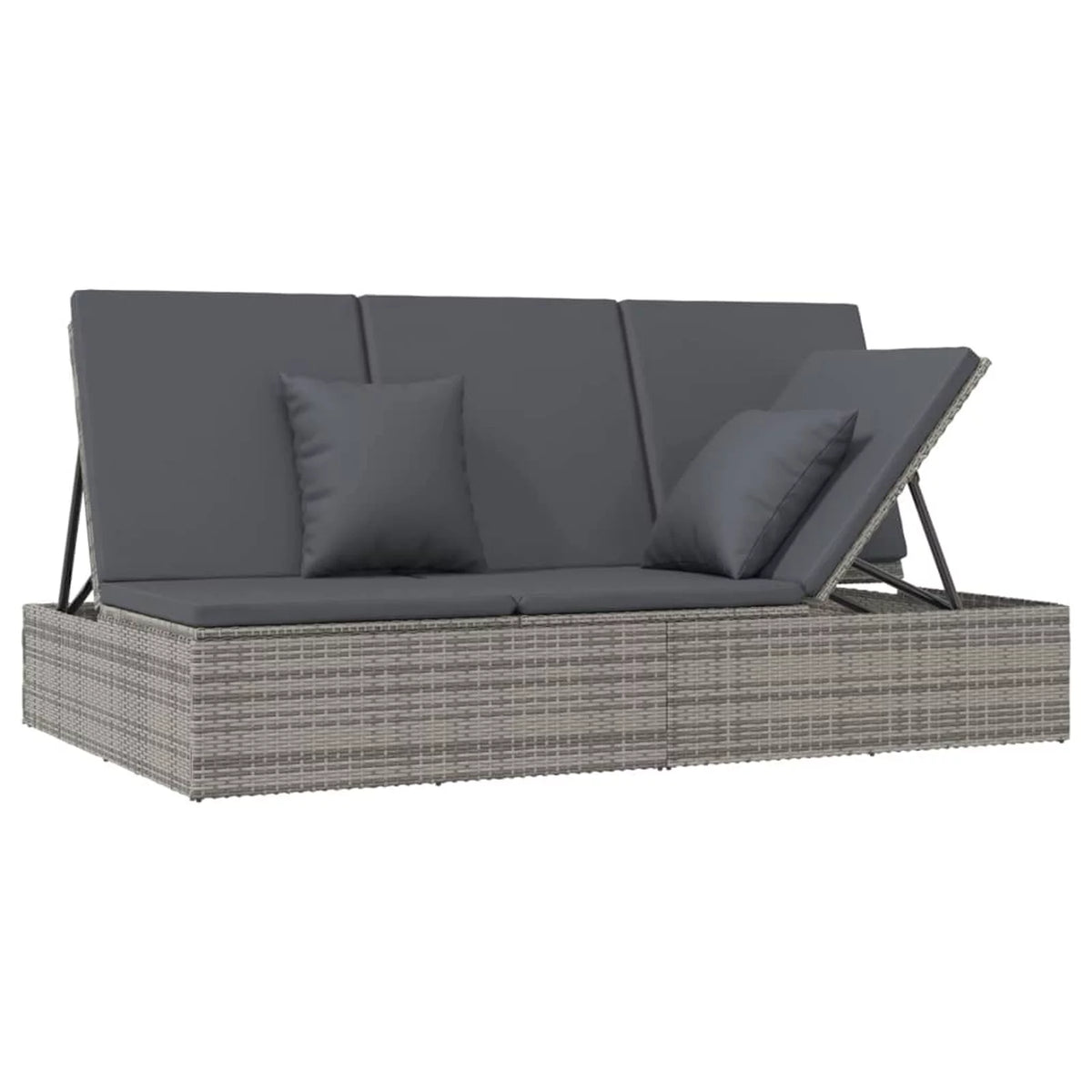 Convertible Sun Bed with Cushions Poly Rattan Dark Gray X70078