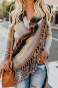 Striped Tassel Button Cardigan H794427