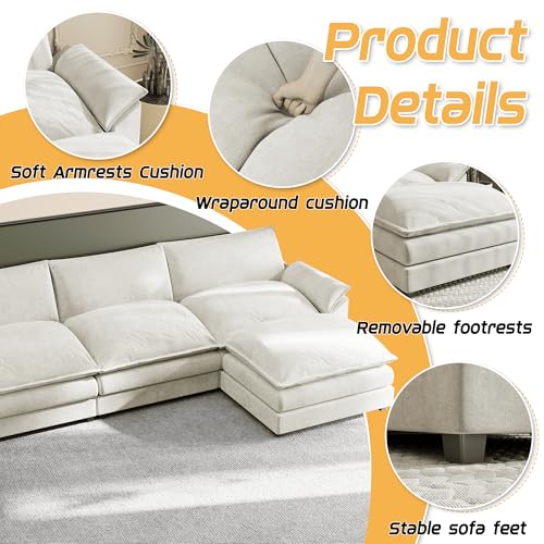 Dark Grey Chenille U Shaped Modular Sofa with Ottoman E303