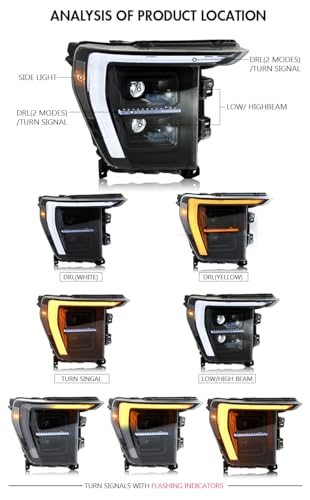 LED Headlights for F150 2021-2024 with Sequential Turn Signal E334