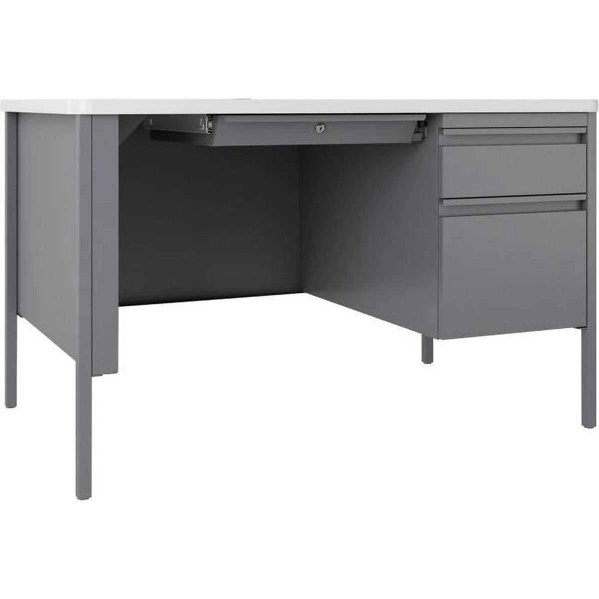 Steel Teachers Desk, Platinum & White - 48 x 30 x 29.5 in. T903
