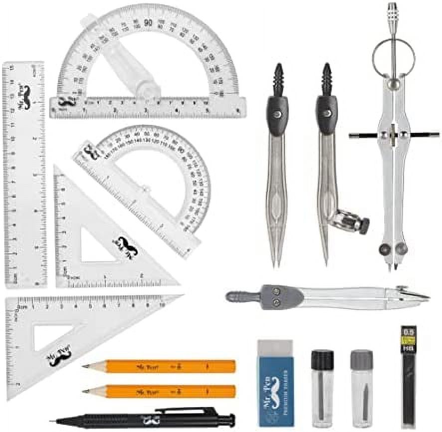 15 Piece Geometry Set with 6 Inch Swing Arm Protractor S445573