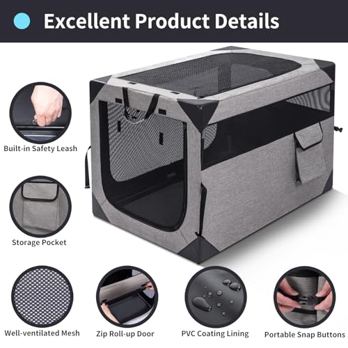 30 Inch Light Grey Collapsible Soft Dog Crate D28882