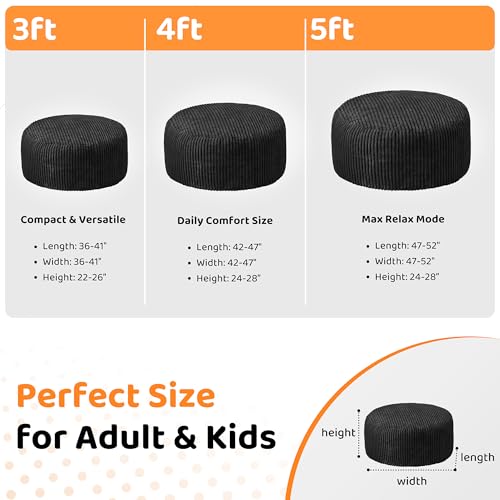 5FT Grey Memory Foam Bean Bag Chair with Plush Cover U432640