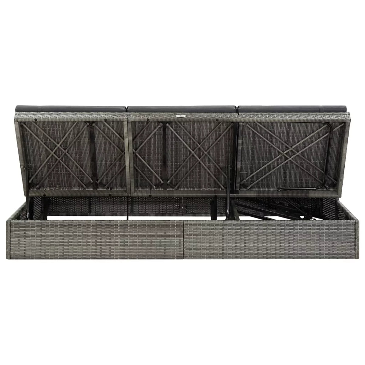 Convertible Sun Bed with Cushions Poly Rattan Dark Gray X70078