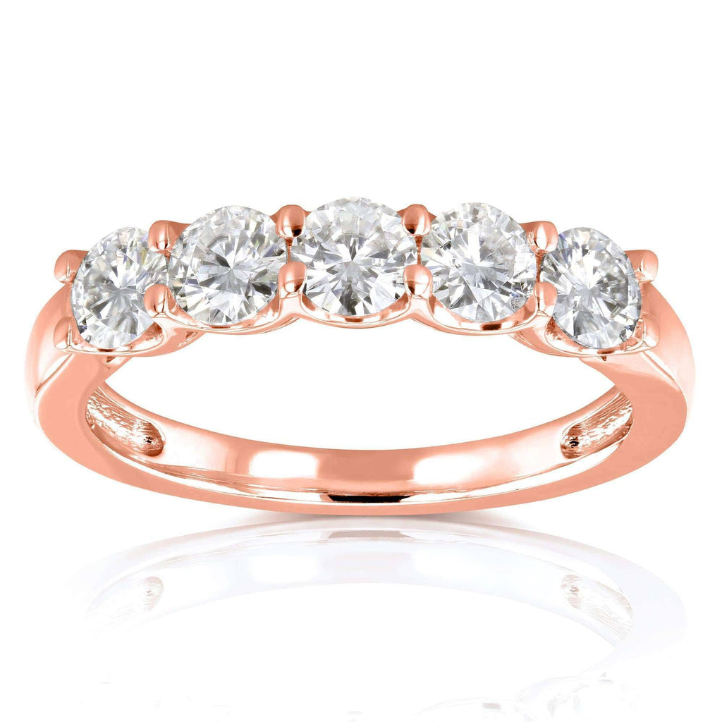 4/5 Carat Round Brilliant Moissanite Wedding Band in 14K Yellow Gold J835