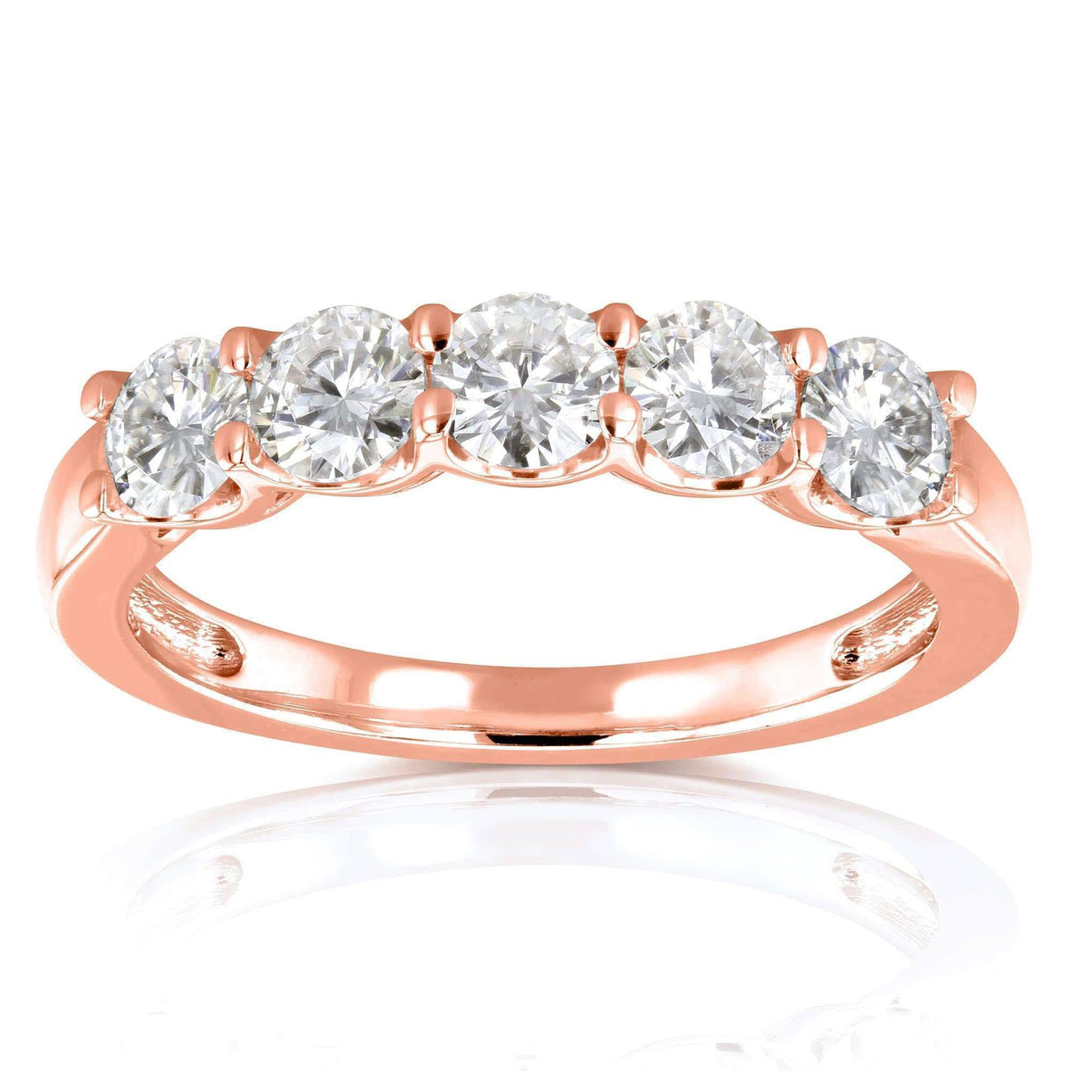 4/5 Carat Round Brilliant Moissanite Wedding Band in 14K Yellow Gold J835