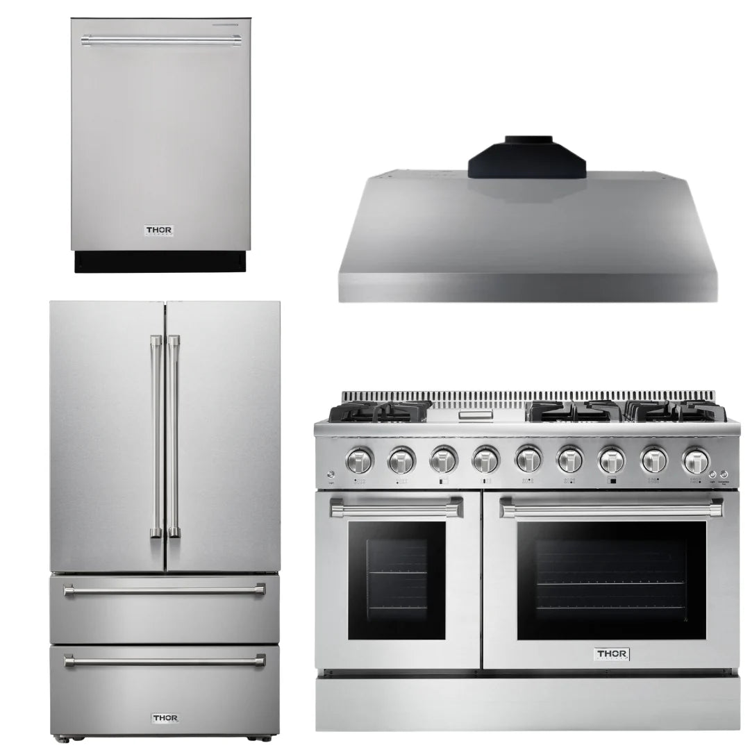 48 In. Propane Gas Range, Range Hood, Refrigerator, Dishwasher S129153