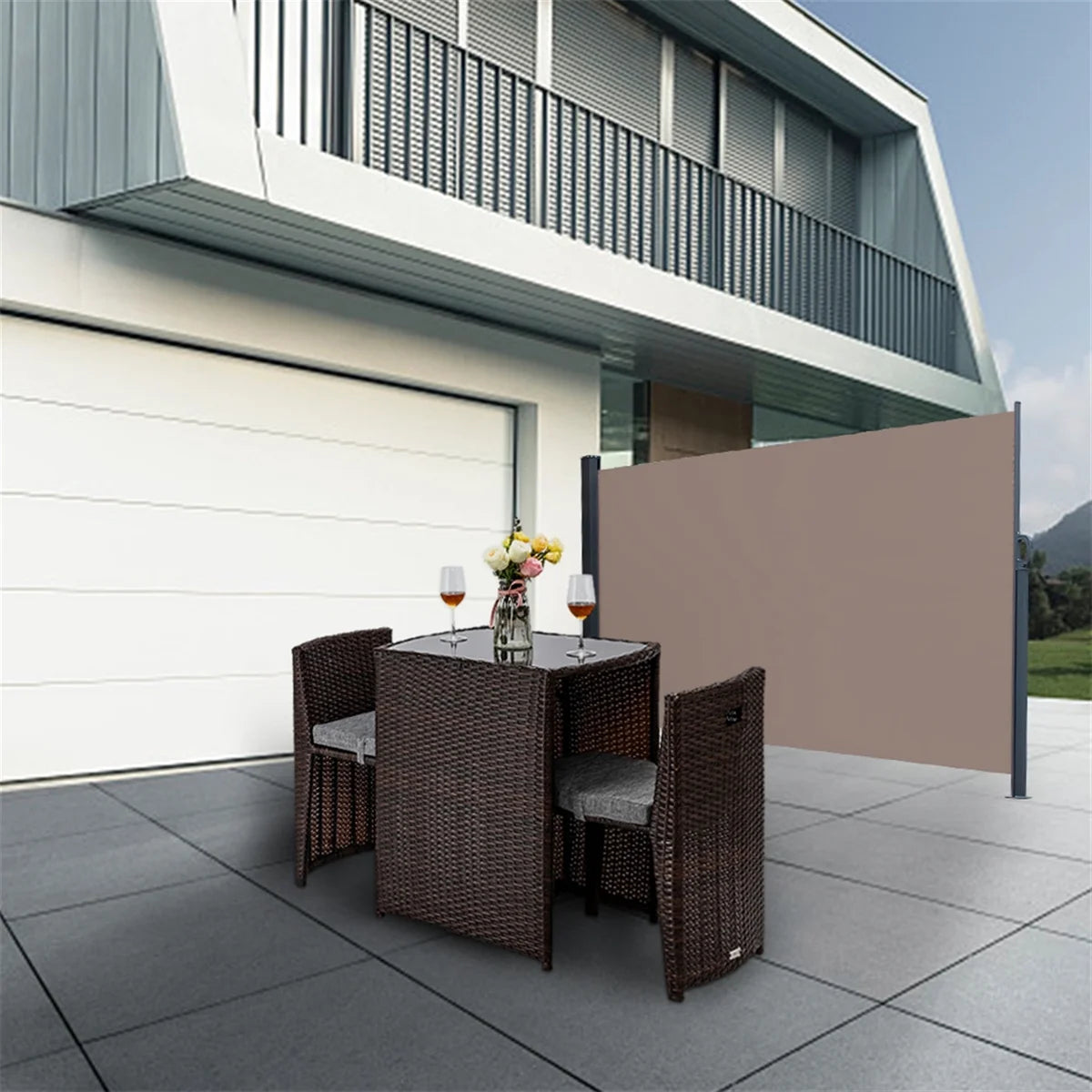5x10ft Retractable Patio Side Awning, Outdoor Privacy Screen L730