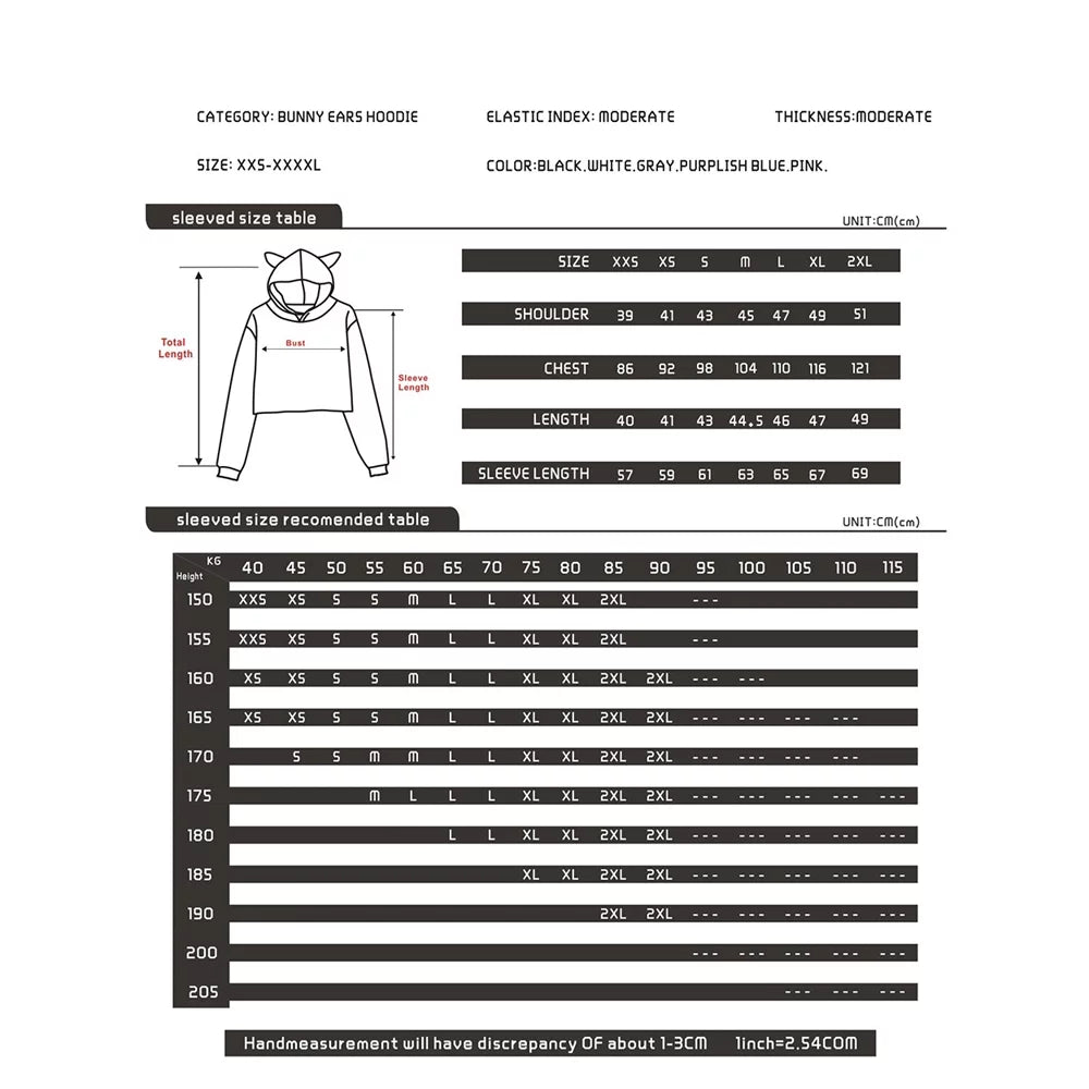 Cat Ears Hoodie Long Sleeve Crop Top P122712
