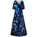 Blue Eden Night Print A Line Maxi Dress N375