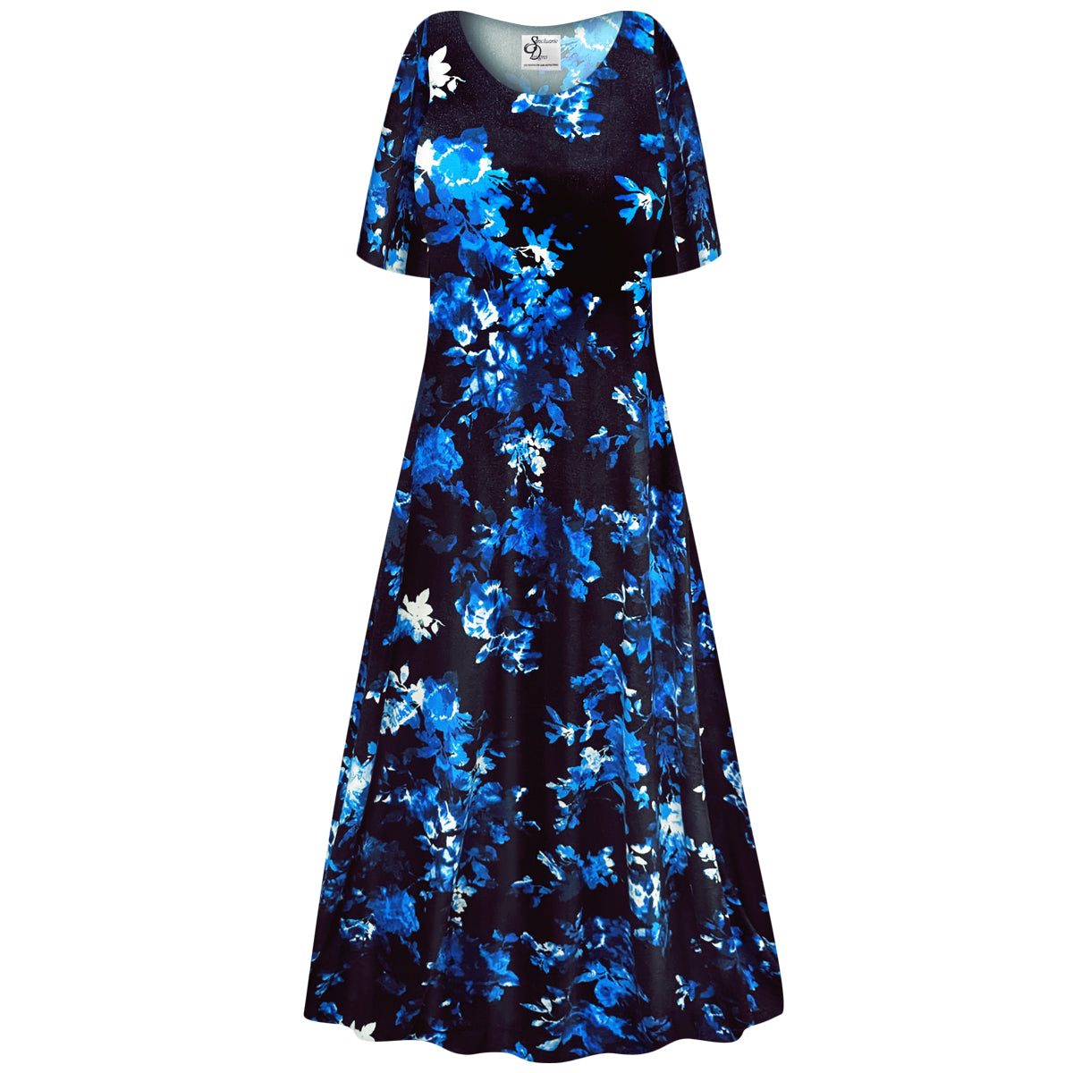 Blue Eden Night Print A Line Maxi Dress N375