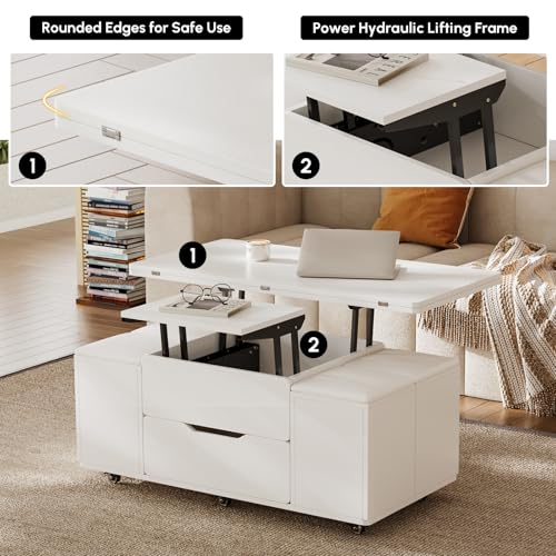 Black Lift-Top Coffee Table with Hidden Storage W4687
