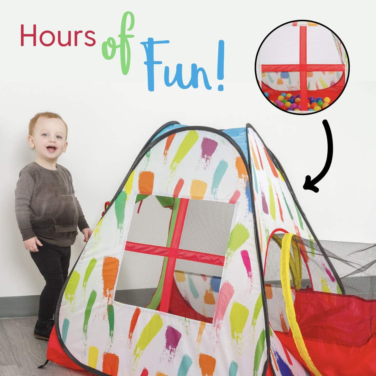 Kid's Pop up Tent Tunnel Playhouse with 50 Balls and Carry Bag Z8359