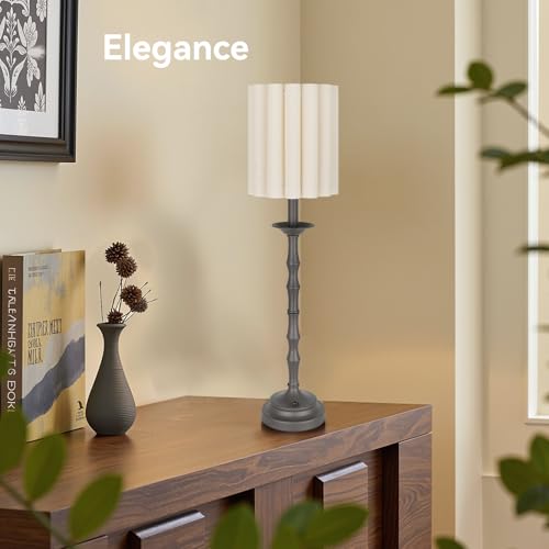 Black Scalloped Table Lamp with Bamboo Lamp Post H2170