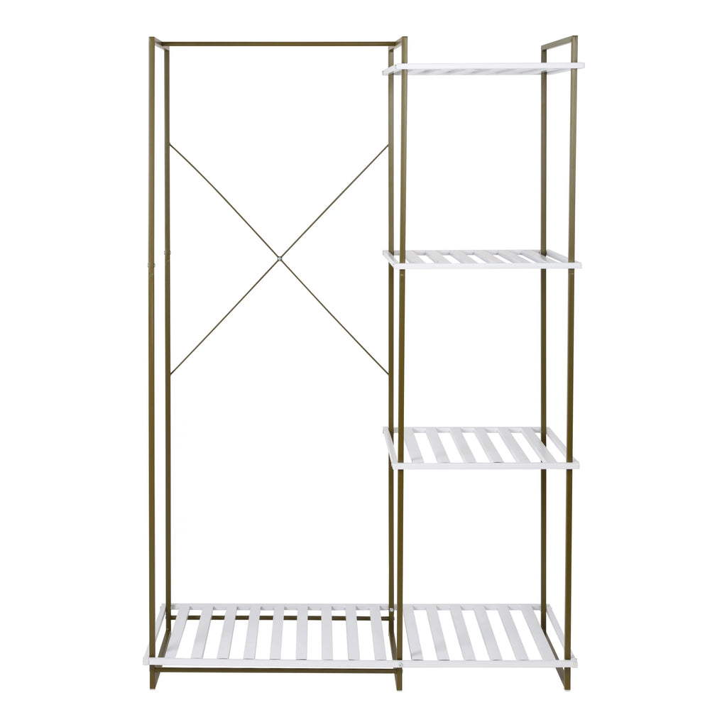 Freestanding Open Metal Closet Wardrobe with 4 Shelves C904652
