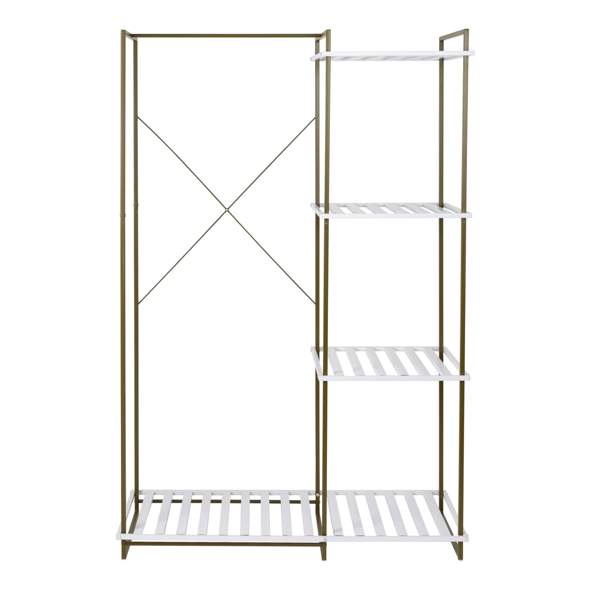 Freestanding Open Metal Closet Wardrobe with 4 Shelves C904652