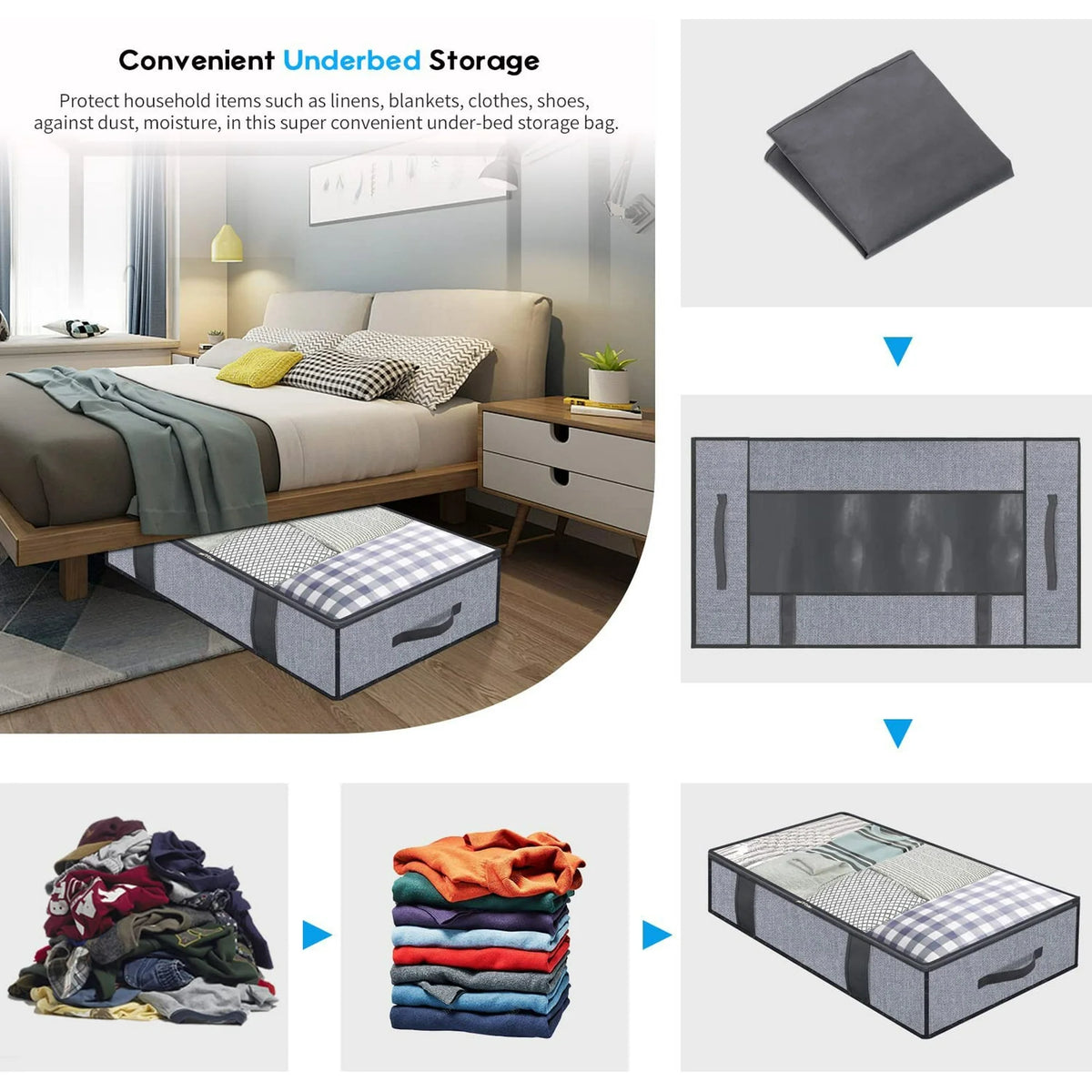 Foldable Underbed Storage Bag with Clear Window Q467