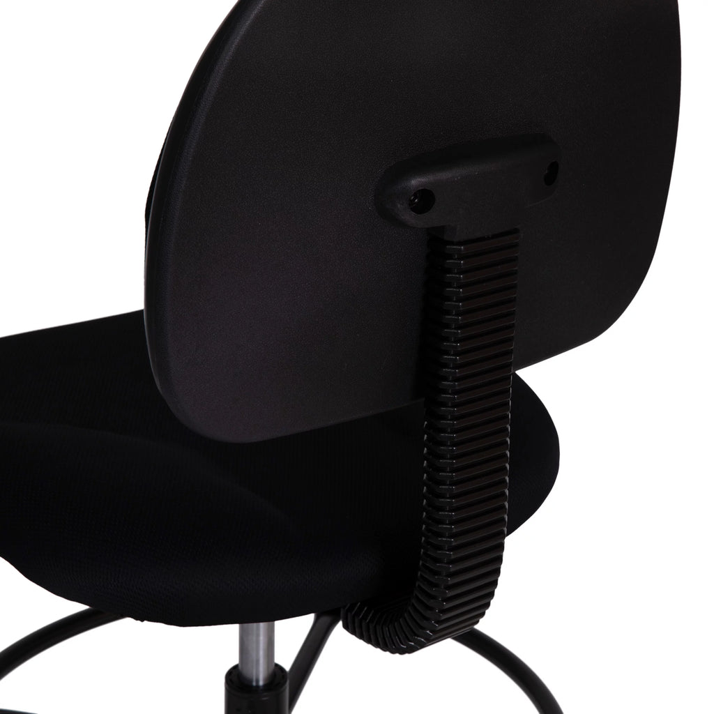 Black Fabric Mid-Back Drafting Chair with Footring F8415