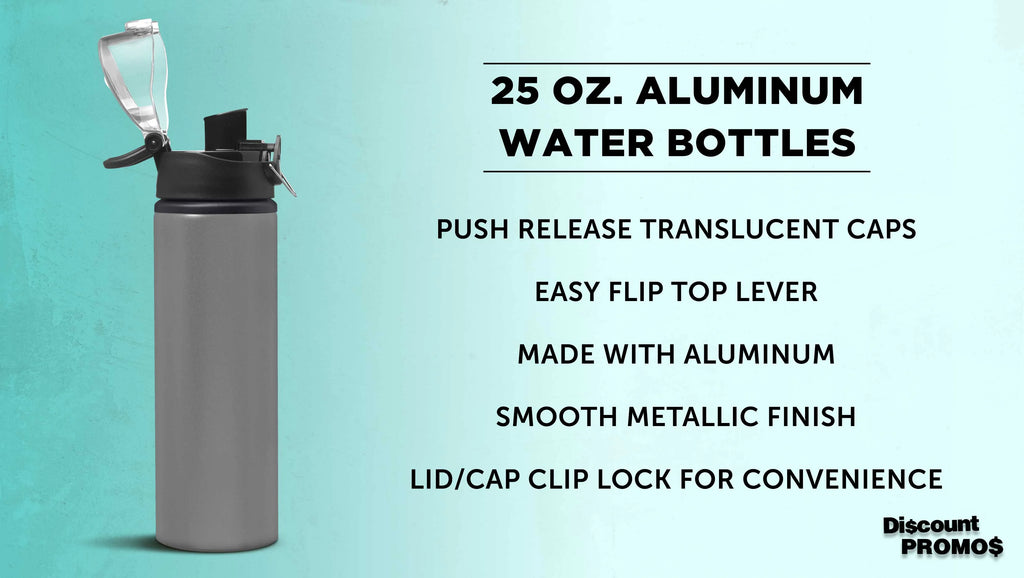 25 oz Aluminum Water Bottle 6 Pack with Carabiner M406