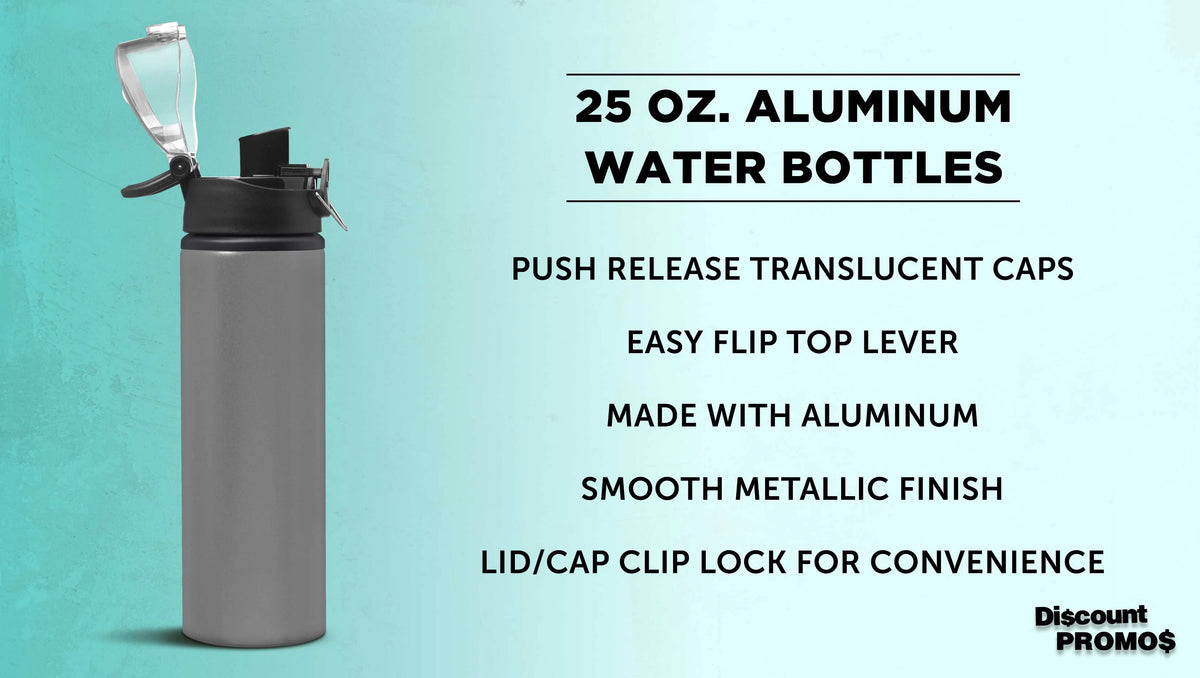 25 oz Aluminum Water Bottle 6 Pack with Carabiner M406