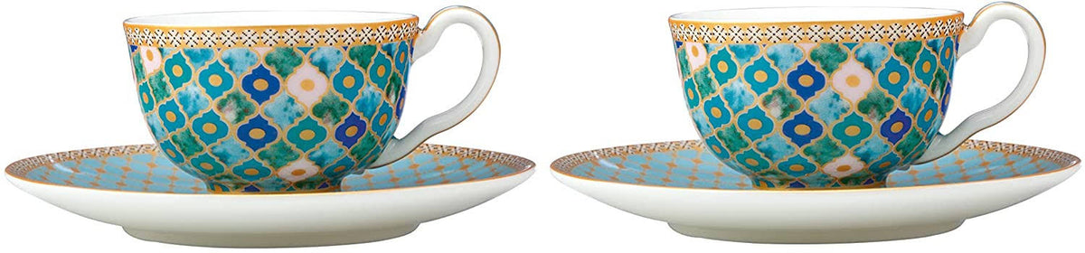 Mint Green Porcelain Espresso Cups and Saucers Set of 2 B1473