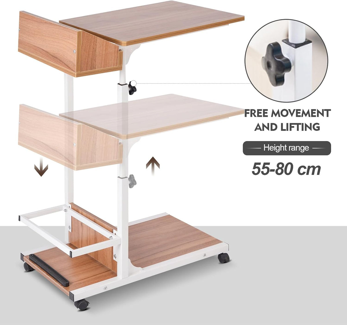 Over Bed Table with Drawer Adjustable Height and Wheels X76520
