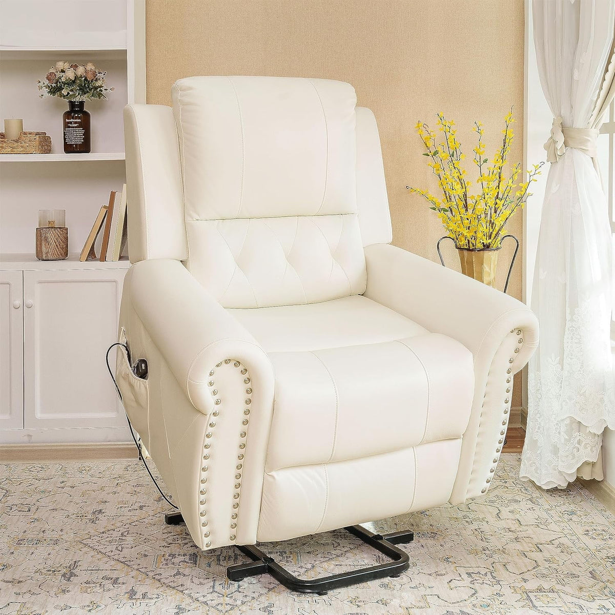 Oversized Leather Power Lift Recliner Chair with Footrest A302