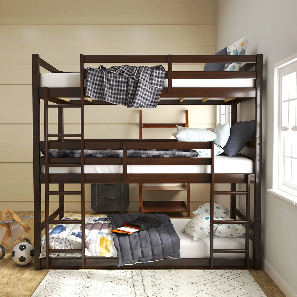 White Wood Convertible Bunk Bed J973