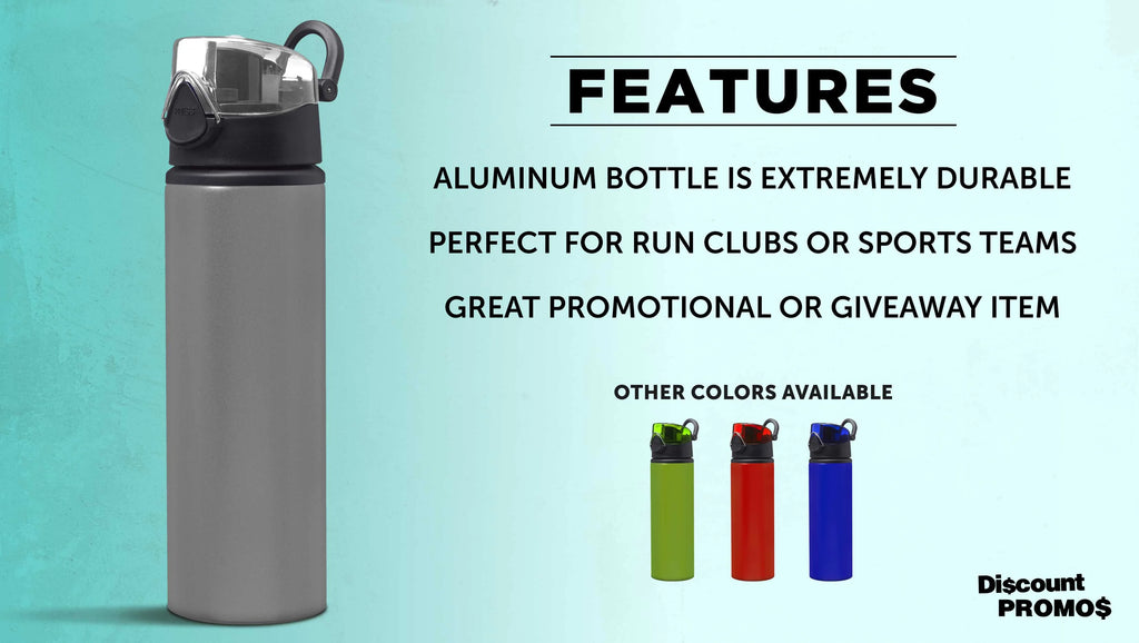 25 oz Aluminum Water Bottle 6 Pack with Carabiner M406